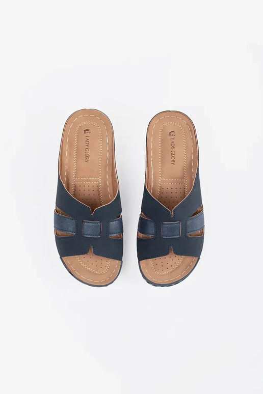 Pantofole comode con zeppa bassa blu Pantofole comode con zeppa bassa blu