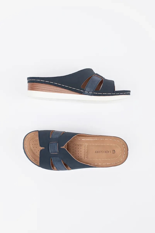 Pantofole comode con zeppa bassa blu Pantofole comode con zeppa bassa blu