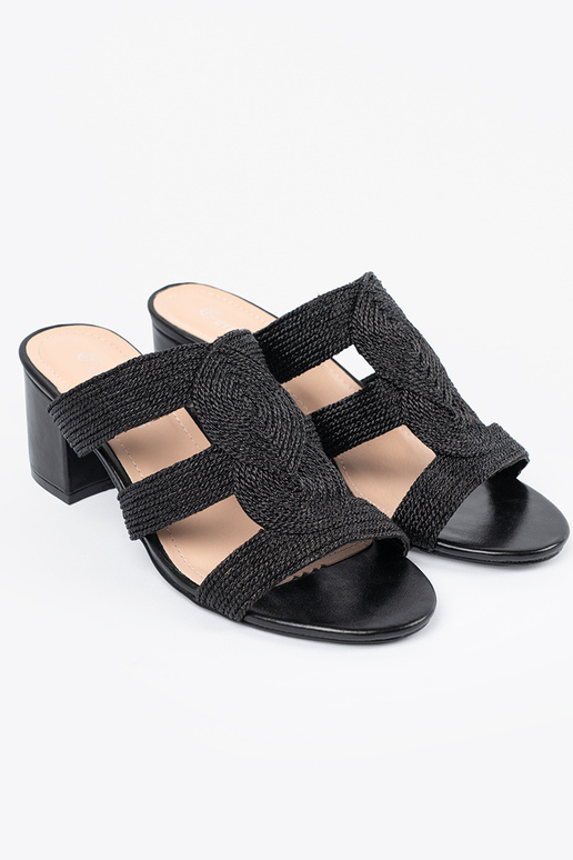 Sandali intrecciati neri con tacco alto