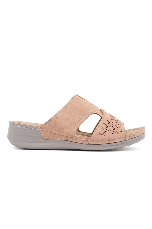 Pantofole con zeppa bassa color rosa...