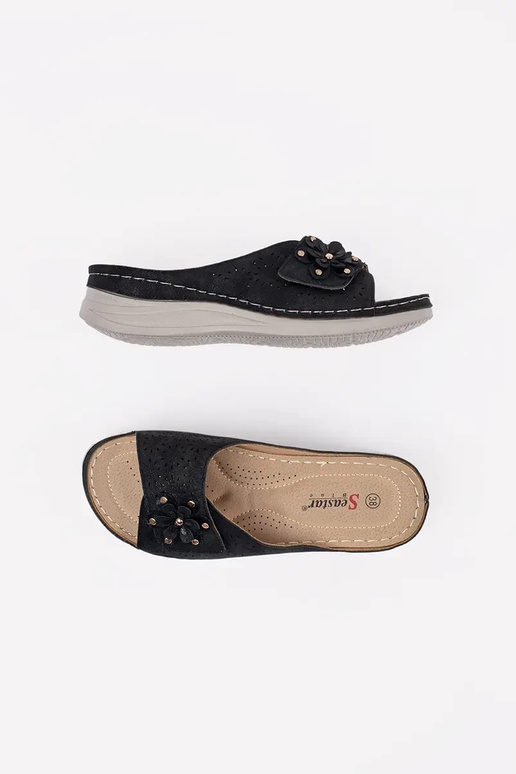 Pantofole nere da donna con suola spessa