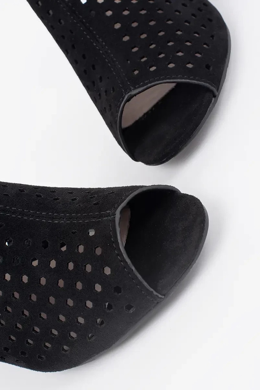 sandalini neri con tacco in camoscio