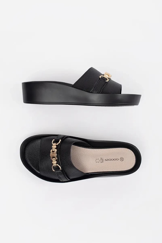 infradito nere da donna con catena