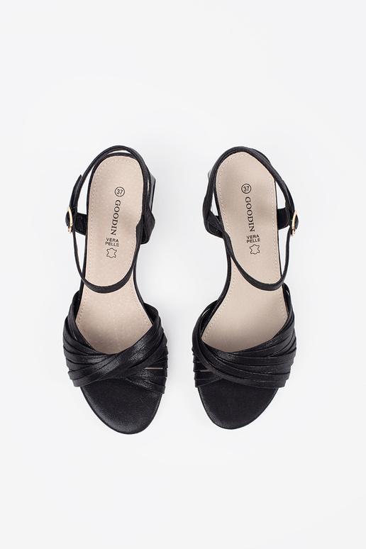 Sandali eleganti neri a basso tacco