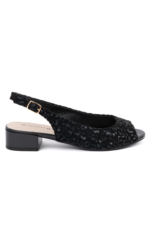 Sandali neri a tacco basso con motivo... Sandali neri a tacco basso con motivo...