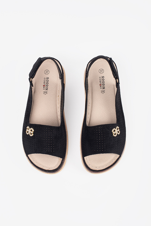 Sandali morbidi neri con elementi in...