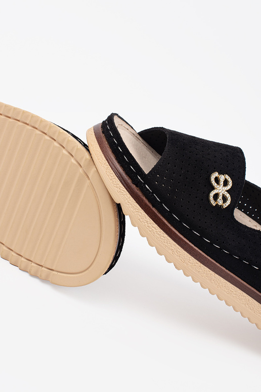 Sandali morbidi neri con elementi in...