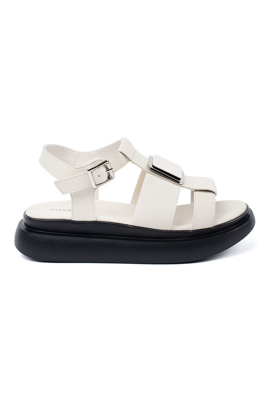 Sandali Eleganti in Pelle Avorio con...