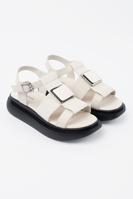 Sandali Eleganti in Pelle Avorio con...