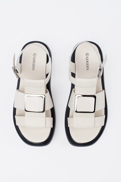 Sandali Eleganti in Pelle Avorio con...