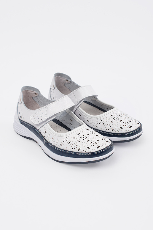 Sandali bianchi e blu in pelle con... Sandali bianchi e blu in pelle con...