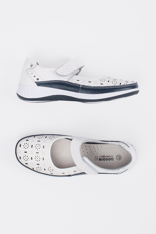 Sandali bianchi e blu in pelle con... Sandali bianchi e blu in pelle con...