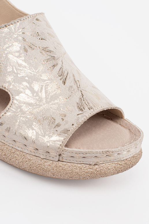 Sandali Piani in Pelle Avorio con Fibbia