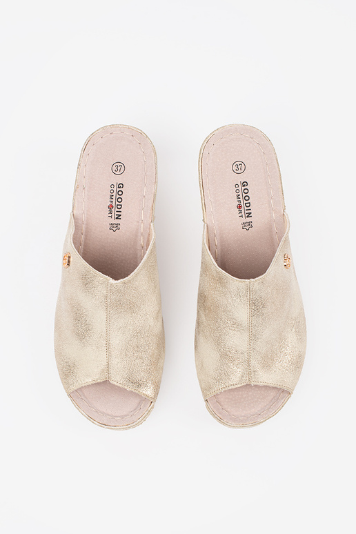 Pantofole con zeppa donna color oro Pantofole con zeppa donna color oro