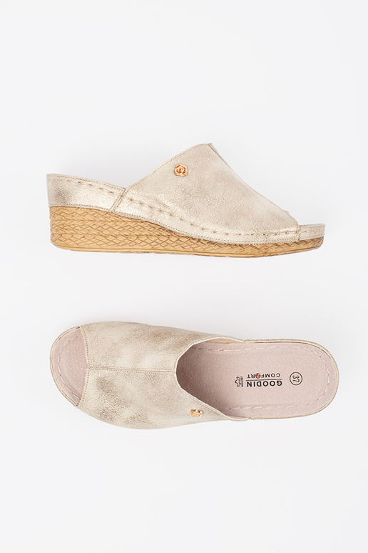 Pantofole con zeppa donna color oro Pantofole con zeppa donna color oro