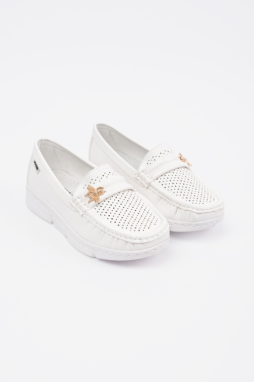 Mocassini traforati color avorio