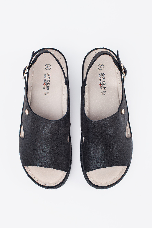 Sandali Piani Neri con Fibbia
