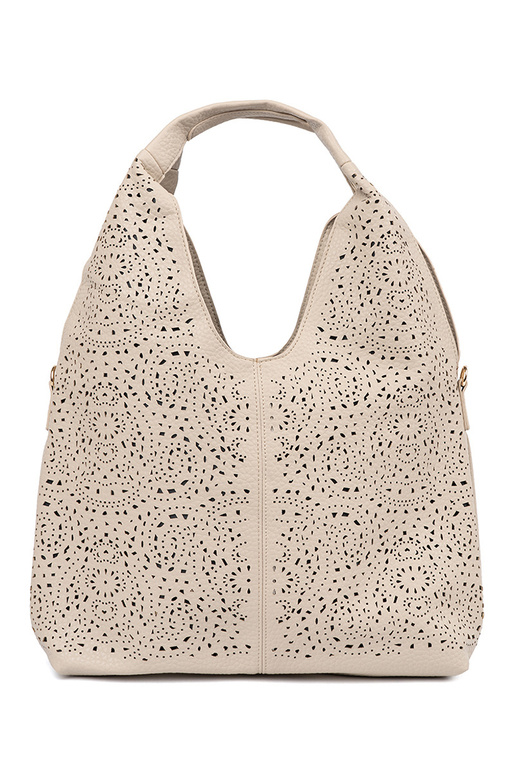 Borsa avorio traforata da donna