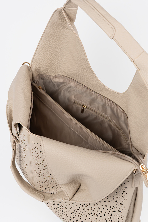 Borsa avorio traforata da donna