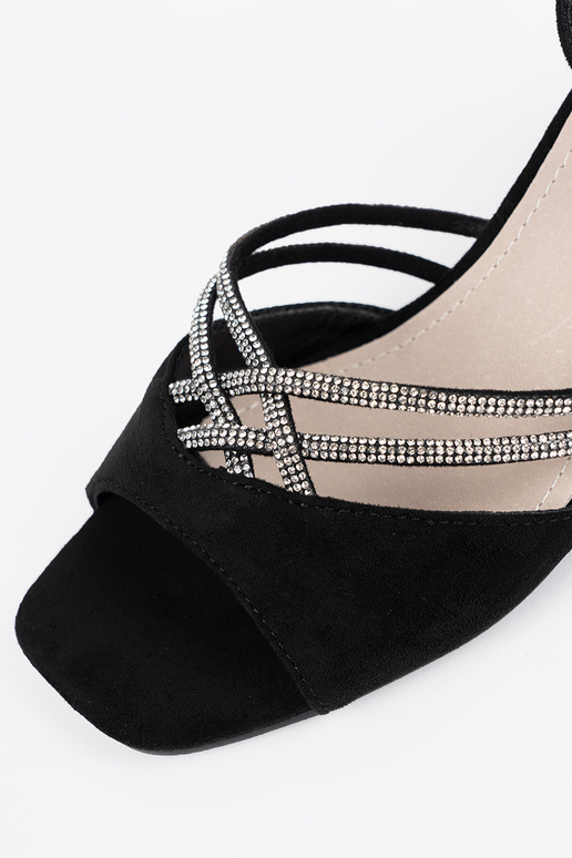 Sandali da donna neri in suede con tacco Sandali da donna neri in suede con tacco