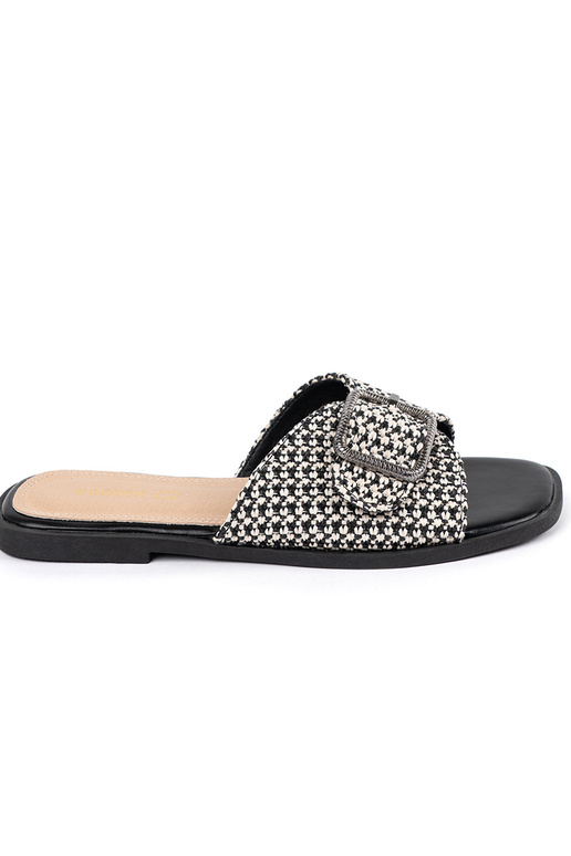 Pantofole a quadri bianco e nero con... Pantofole a quadri bianco e nero con...