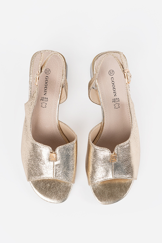 Sandali da donna dorati in suede con...