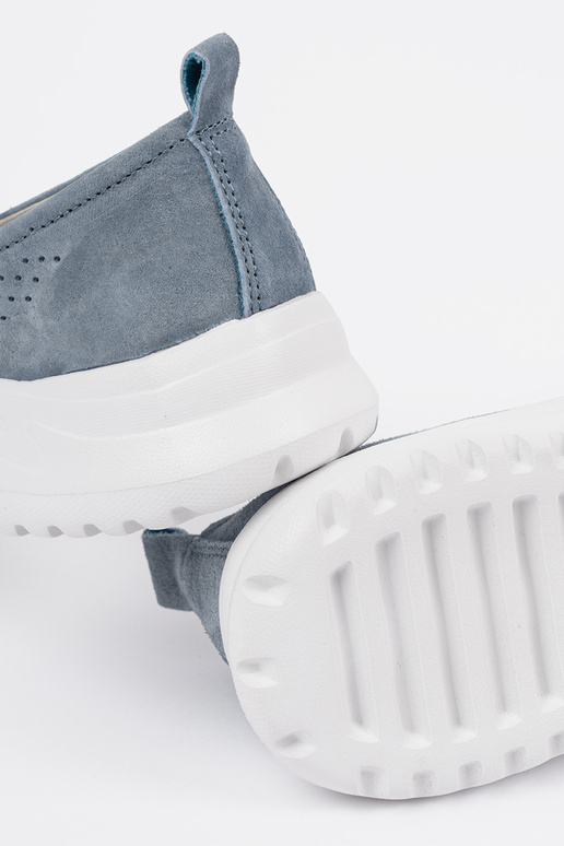 Mocassini blu in pelle con piattaforma