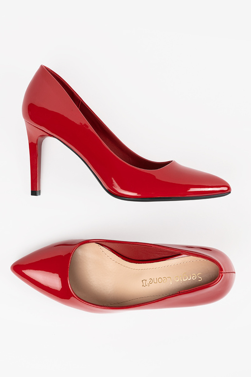 Scarpe col tacco rosse in pelle da...