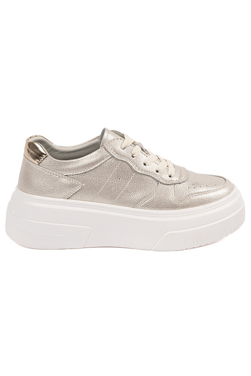 Sneakers in pelle color oro da donna...