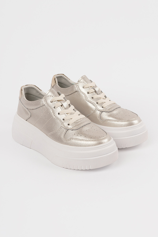 Sneakers in pelle color oro da donna...