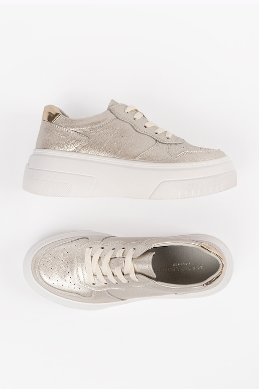 Sneakers in pelle color oro da donna...