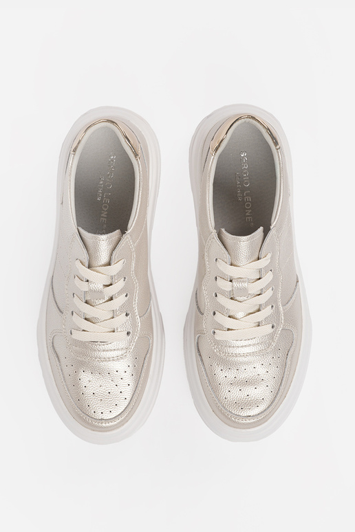 Sneakers in pelle color oro da donna...