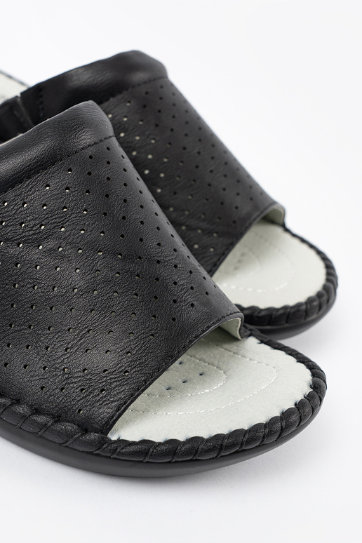 Ciabatte con inserti in pelle nere