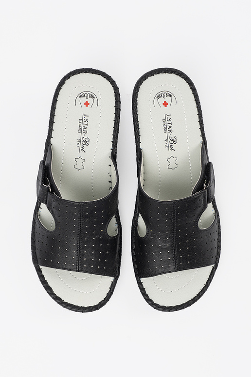 Ciabatte con piattaforma e intagli nere