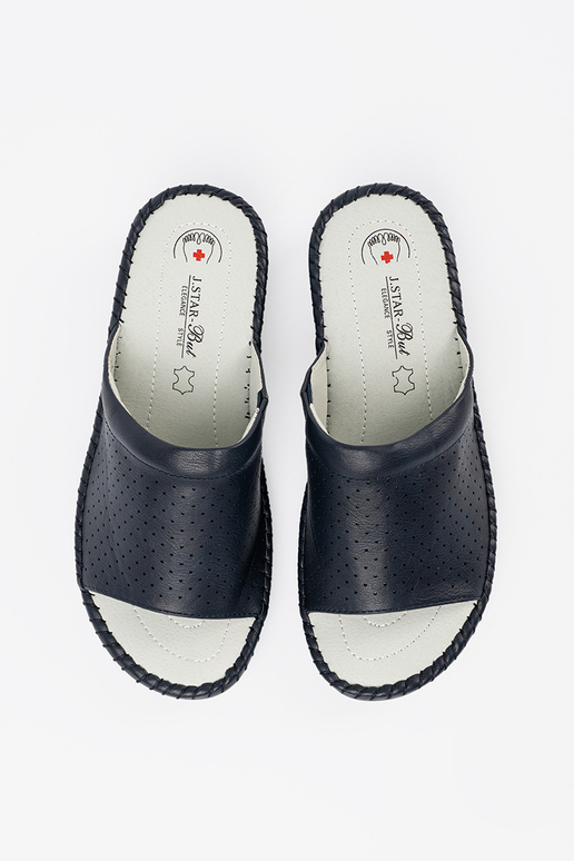 Ciabatte con inserti in pelle blu