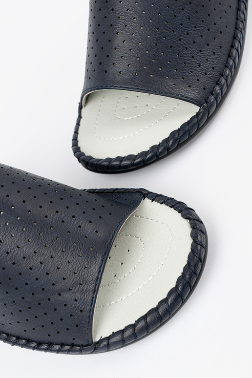 Ciabatte con inserti in pelle blu