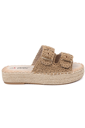Pantofole beige treccia con...