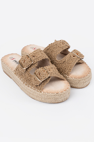 Pantofole beige treccia con... 2