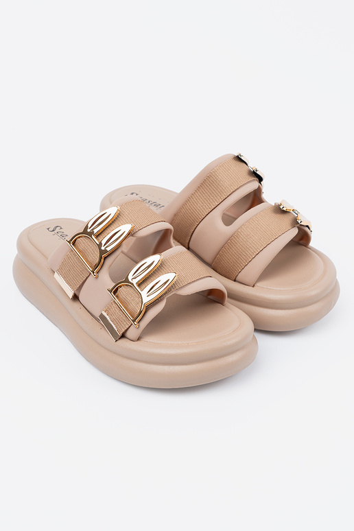 Ciabatte color sabbia con fibbie...