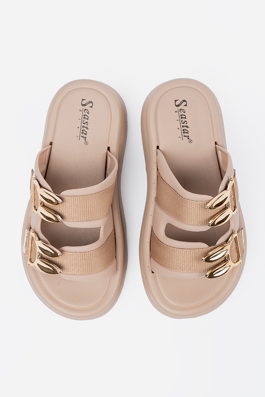 Ciabatte color sabbia con fibbie...