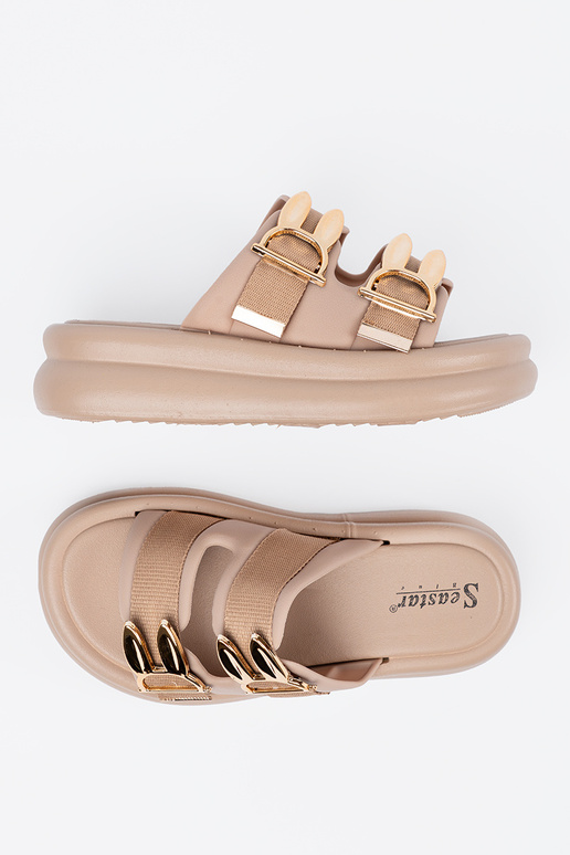 Ciabatte color sabbia con fibbie...