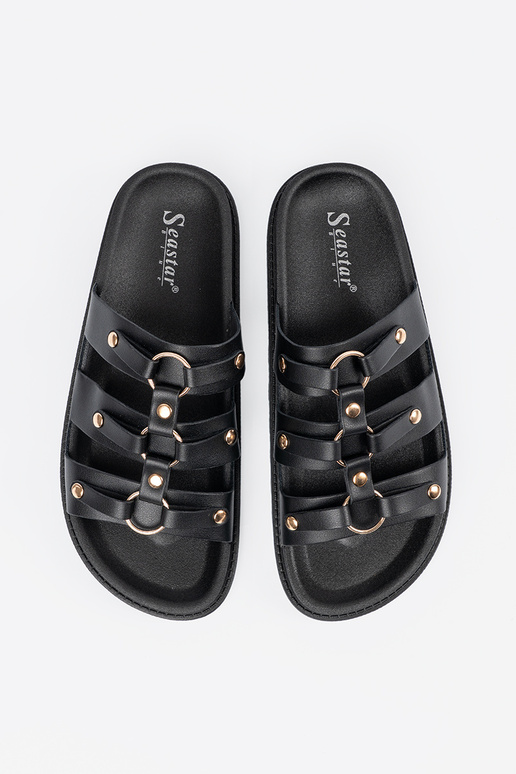 colore nero Pantofole donne ozdobione...