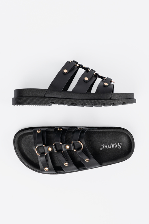 colore nero Pantofole donne ozdobione...