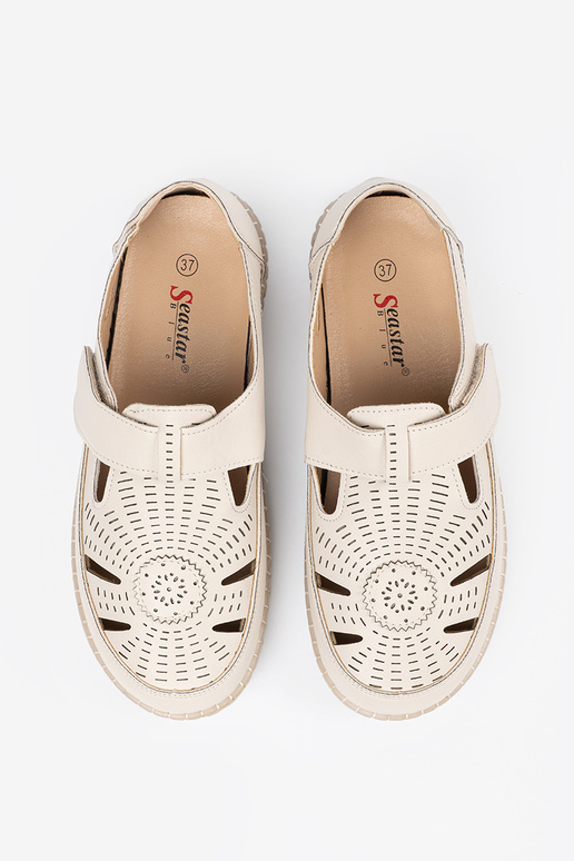 scarpe da donna traforato Velcro beige scarpe da donna traforato Velcro beige