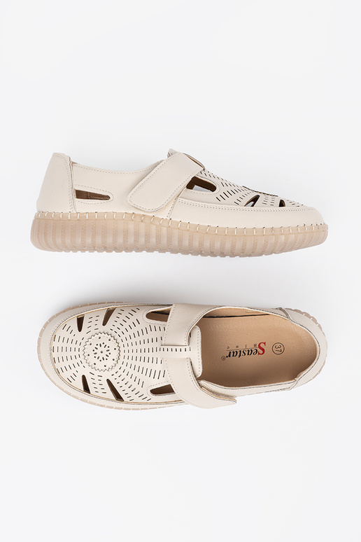 scarpe da donna traforato Velcro beige scarpe da donna traforato Velcro beige