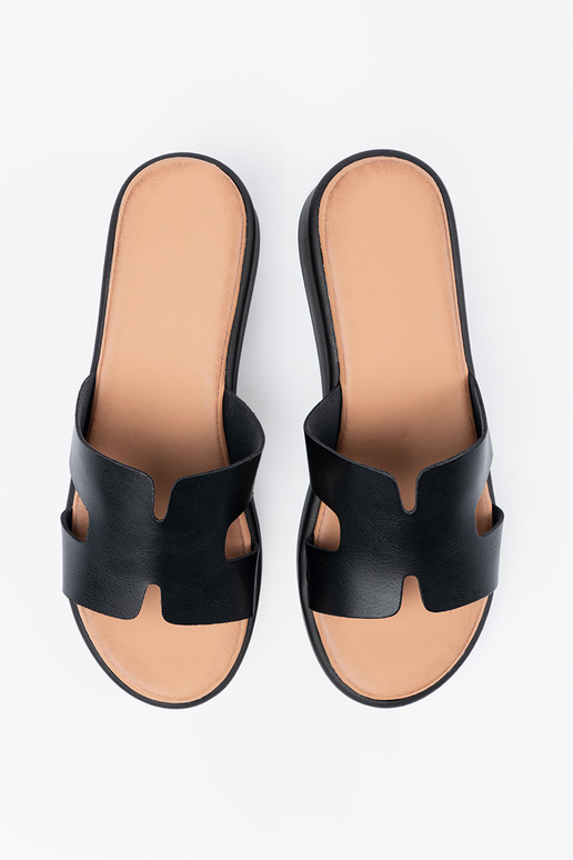 Pantofole nere da donna con zeppa Pantofole nere da donna con zeppa