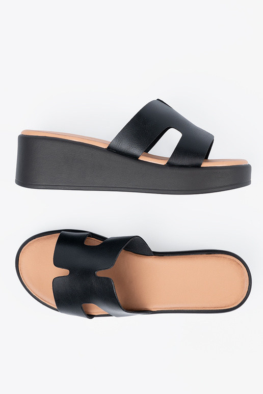 Pantofole nere da donna con zeppa Pantofole nere da donna con zeppa