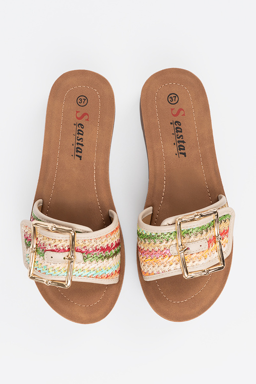 Pantofole multicolori con fibbie
