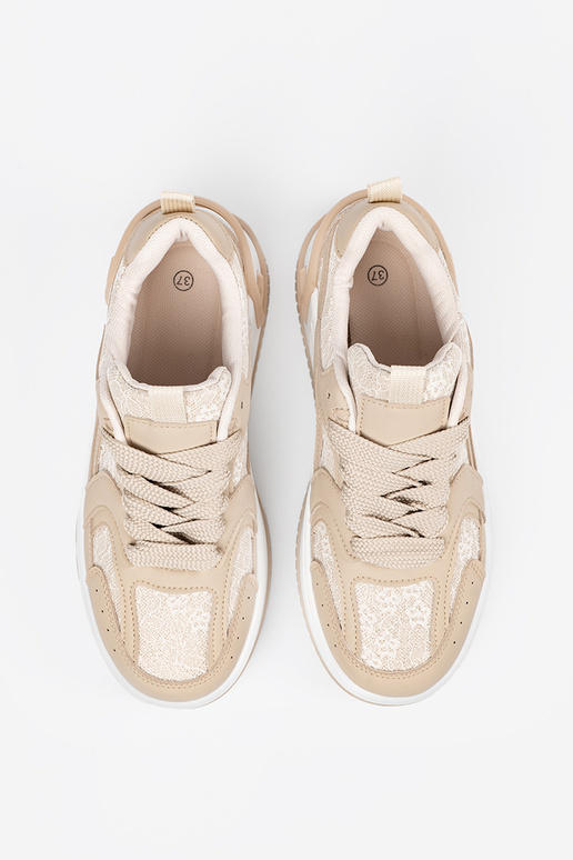 Scarpe casual da donna z koronką beige Scarpe casual da donna z koronką beige