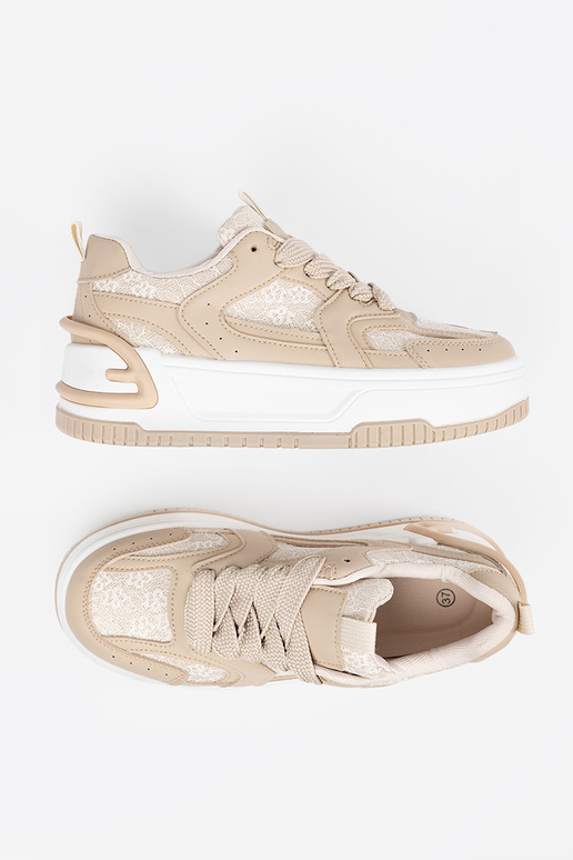 Scarpe casual da donna z koronką beige Scarpe casual da donna z koronką beige